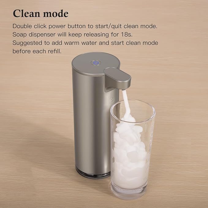 Automatic Foaming Soap Dispenser, Rechargeable Touchless Foam Hand Soap Dispenser for Bathroom, Stainless Steel Soap Pump for Kitchen, Water-Resistant, Xmas Gift 9oz