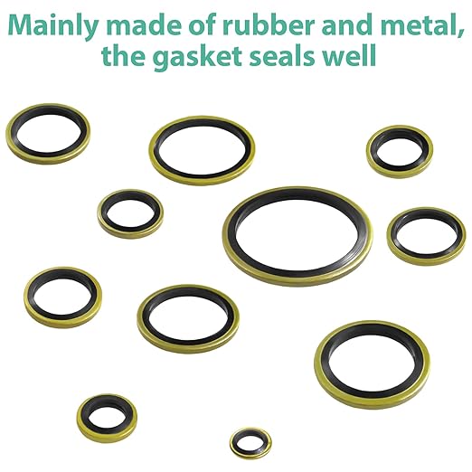 378 Pcs NBR Metal Bonded Sealing Washer Assortment Kit M6 M8 M10 M12 M14 M16 M18 M20 M22 M24 M27 M30 Automotive Self-Centred Seal Gasket Repair Set