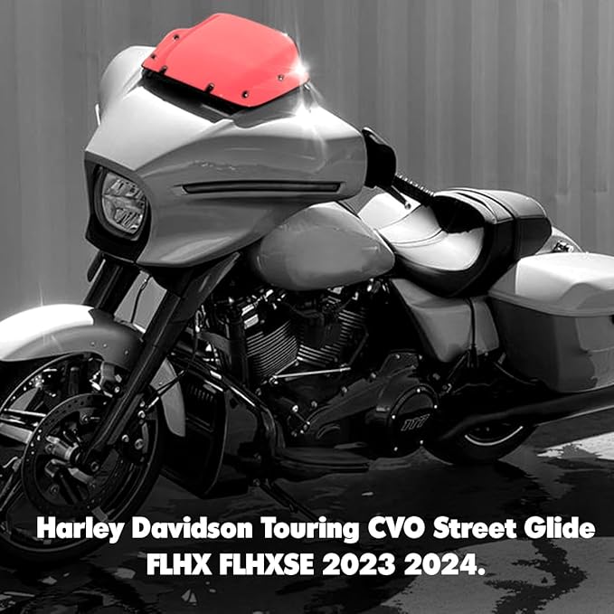 7" Red Windscreen Windshield Compatible with Harley Davidson Tuoring CVO Street Glide FLHXSE 2023 2024 FLHX/I 2024 for 2023 2024 Road Glide Accessories