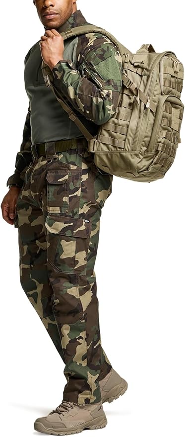 CQR Men's Tactical Pants, Water Resistant Ripstop Cargo Pants, Lightweight EDC Work Hiking Pants, Outdoor Apparel