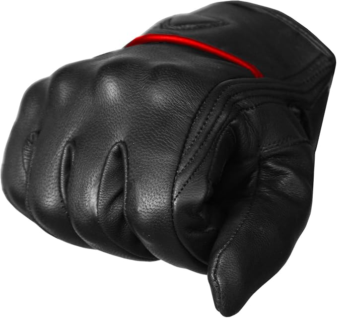 Jackets 4 Bikes Motorcycle Gloves - Premium Leather for Men Women, Touchscreen, Non-Slip, Motorbike Cruiser Street Biker Protector Glove