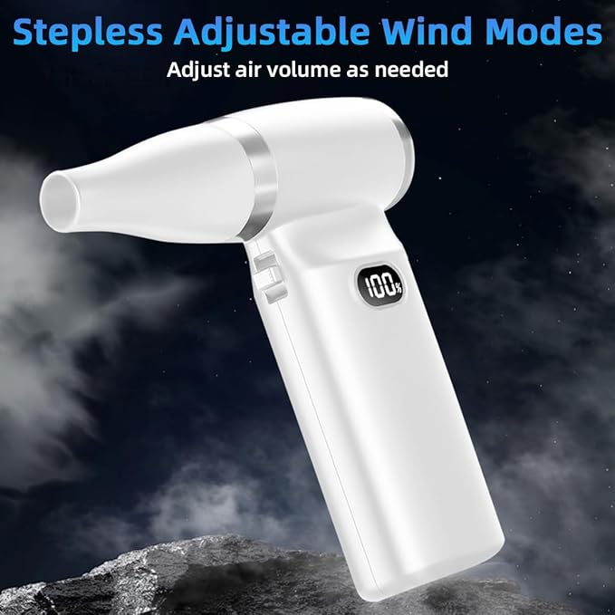 Compressed Air Duster-Stepless Adjustable 110000RPM Electric Mini Air Dust Remover with LED Light, Rechargeable Cordless Canned Blower Fan for PC Keyboard Cleaner Car Cleaning Kit Home Office