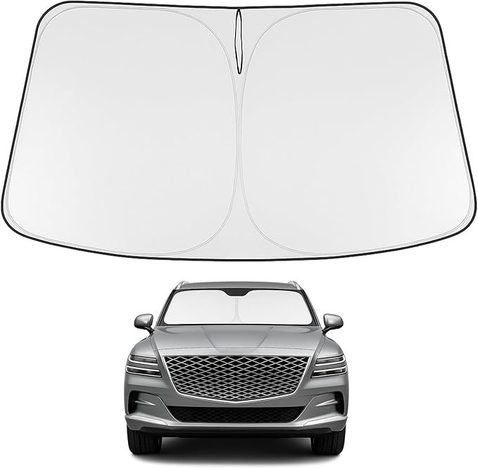 Proadsy 2025 Upgrade Windshield Sun Shade Custom Fit 2021-2023 2024 2025 Genesis GV80 Foldable Front Sunshade Protector Sun Visor Blocks UV Rays Keep Car Cooler
