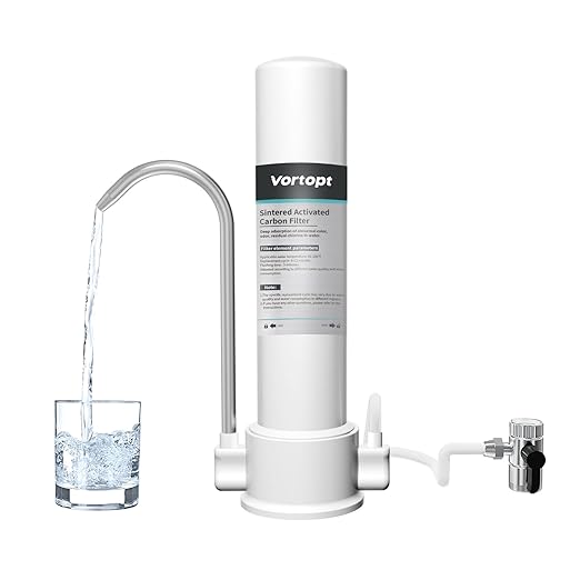 Vortopt Countertop Water Filtration System - Faucet Water Filter for Sink - Water Purifier for Kitchen - Reduces Chlorine, Heavy Metals, Bad Odors - F8 - Includes 1 Filter