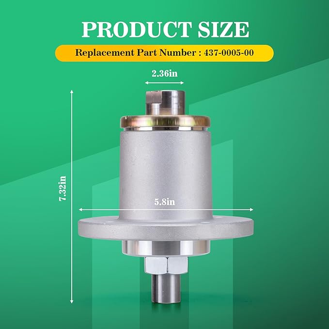 437-0005-00 Heavy Duty Spindle for Spartan Mower Parts Accessories 54 61 72 Inch Decks Lawn Mower Deck Spindle Compatible with Spartan Mower RT RZ SRT Pro HD XD XDe 2016-2022