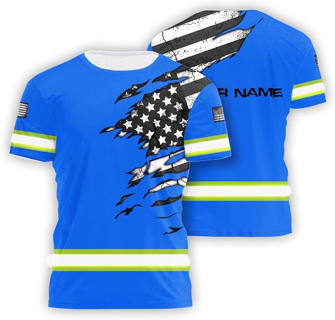 Color US Flag High Visibility Hoodie for Men Women Reflective Tapes Safety Workwear for Worker Runner Patriotic