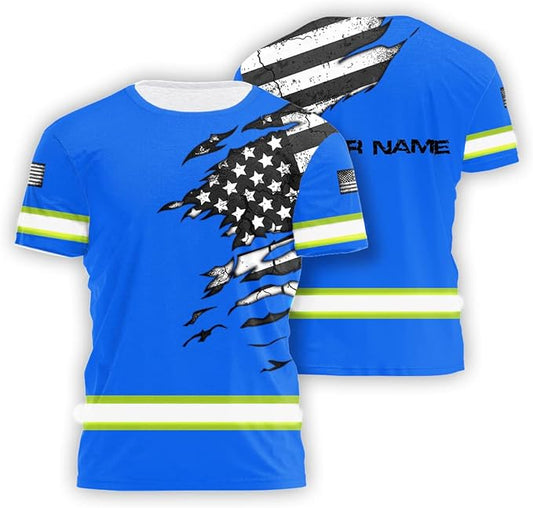 Color US Flag High Visibility Hoodie for Men Women Reflective Tapes Safety Workwear for Worker Runner Patriotic