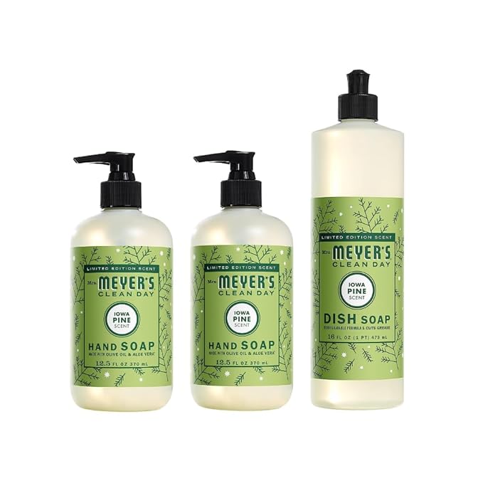 Mrs. MEYER'S CLEAN DAY Variety, 2 Liquid Hand Soap 12.5 OZ, 1 Liquid Dish Soap, 16 FL OZ, 1 CT (Iowa Pine)