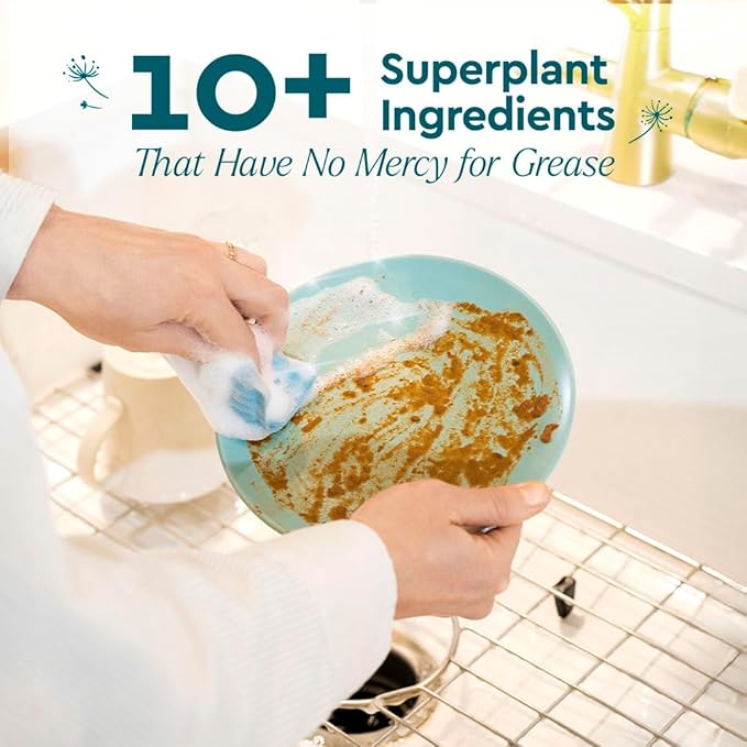 Puracy Natural Dish Soap Refill - Skin-Softening Plant-Based Liquid Dishwashing Detergent Soap, Clean-Rinsing Water-Sheeting Formula (Free & Clear, 48 fl oz)