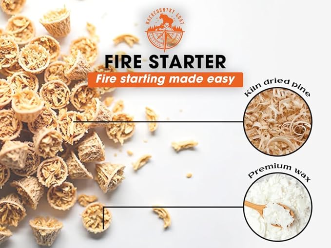 Quick to Light Wax Fire Starters Camping | 15+ Min Burn time, Fire Starters for Campfires (Pack of 50)