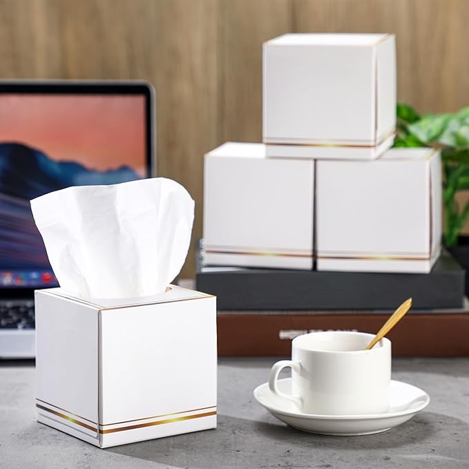 12 Pack Facial Tissues Cube Boxes Face Box 600 Sheets 3 ply Soft Paper Square Tissues Bulk for Car Pocket Toilet Household Bedroom Family(White)