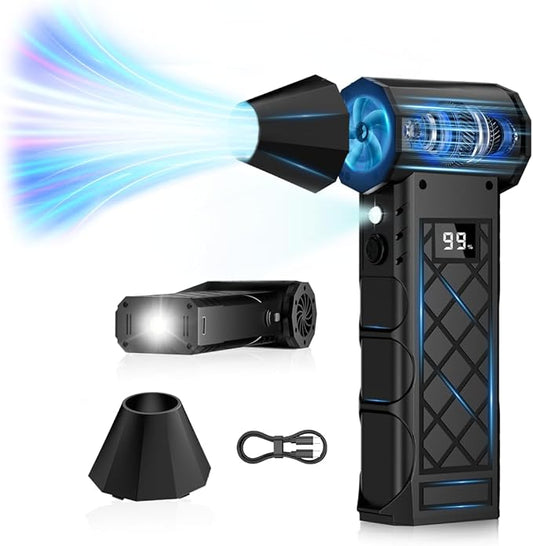 Compressed Air Duster,130000RPM Electric Air Duster with LED Auxiliary Light & 3-Mode Flashlight,4 Gears diamond Design Mini Blower with Display,Hand Held Jet fan for Keyboard,Car,Snow,Barbecue