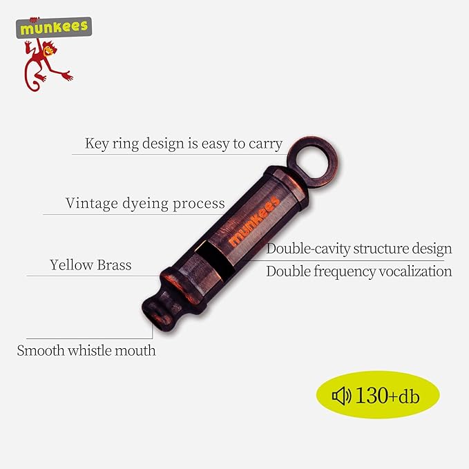 munkees 2-Channel high pitched Whistle, for Coaches and Referees, Outdoor Rescue, Retro Modeling and high Volume Outdoor Equipment
