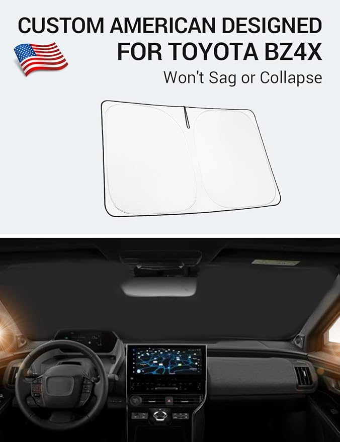 Proadsy 2025 Upgrade Windshield Sun Shade Custom Fit Toyota bZ4X 2023-2025 4-Layer Foldable Front Sunshade Protector Sun Visor Blocks UV Rays Keep Car Cooler