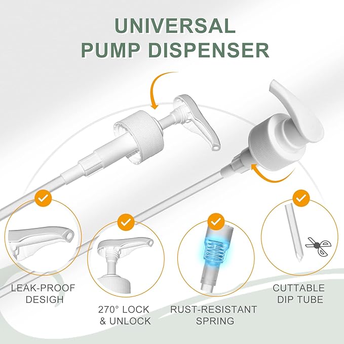 Universal Pump Dispenser, 28/410 Pump Lid Top Replacement Fits Most 1 Liter (33.8oz) Bottles for Sanitizer, Lotion, Shampoo, Conditioner (12 Pack)