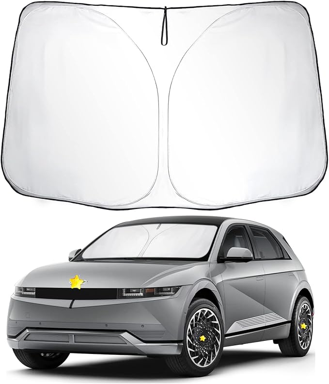 SKTU 2023 2024 Ioniq 5 Front Windshield Sunshade for 2022 2023 2024 Hyundai Ioniq 5 Windshield Sunshade Foldable for Blocks UV Rays and Blocks Heat and Sun Keeps Vehicle Cool