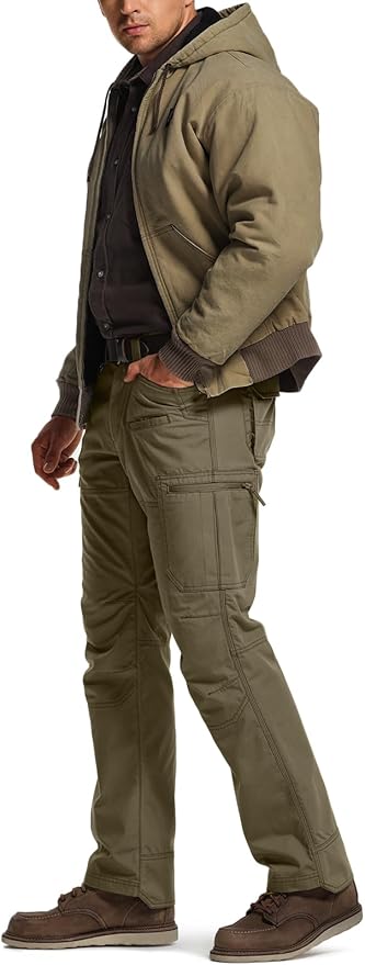 CQR Men's Winter Tactical Cargo Pants, Thermal Fleece Lined Outdoor Snow Ski Hiking Work