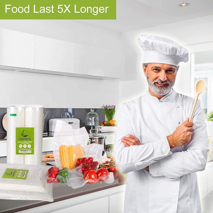 VacYaYa 100 Pint 6 x 10 Inch Freezer Food Vacuum Sealer Storage Bags Size,Vac Seal a Meal Bags with BPA Free and Heavy Duty Sous Vide Vaccume Safe PreCut Bag