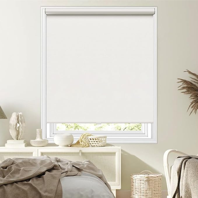 Window Blinds Cordless,Blackout Roller Shades,Blinds for Indoor Windows,Door Curtains,Room Darkening,Insulated UV Protection Pull Down Shades,with Spring System (White, 24" W x 72" H)