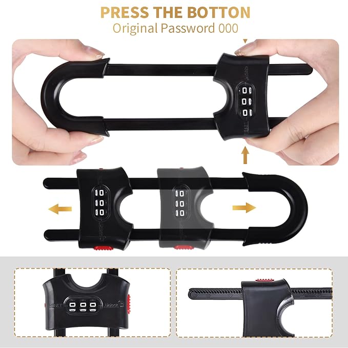 4 Pack U-Shaped Sliding Cabinet Locks Multifunctional Child Safety Lock Adjustable Baby Proof Clips for Home Cabinets Refrigerator Doors Cabinet Knobs and Window Handles (Black)