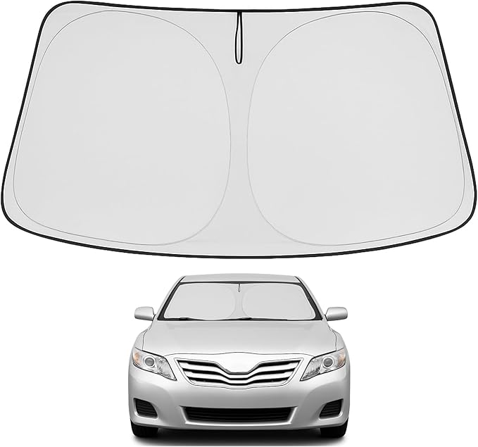 Proadsy 2025 Upgrade Windshield Sun Shade Custom Fit 2007-2011 Toyota Camry 4-Layer Foldable Front Sunshade Protector Sun Visor Blocks UV Rays Keep Car Cooler