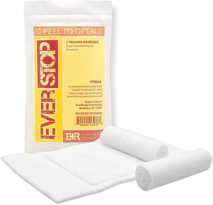 Ever Ready First Aid EverStop First Aid Blood Stopper Compress Multi-Purpose Wound and Trauma Dressing - 3 Pack