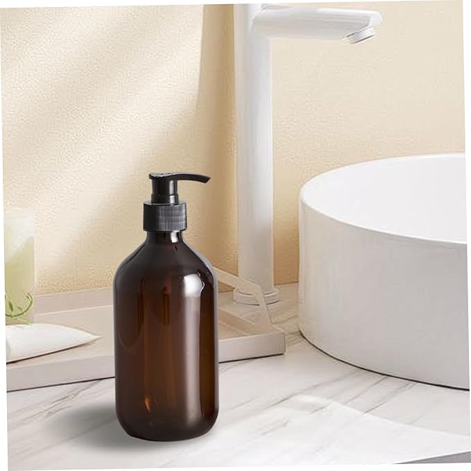 Pump Bottle Dispenser, 4PCS Soap Dispenser with Pump, 500ml/17oz Plastic Shampoo, Refillable Lotion Bottle for Cream