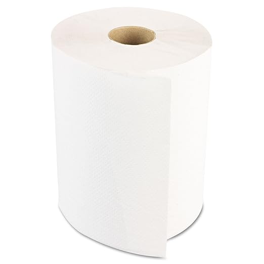 Boardwalk 6250 Hardwound Paper Towels, Nonperforated 1-Ply White, 350 ft (Case of 12 Rolls)