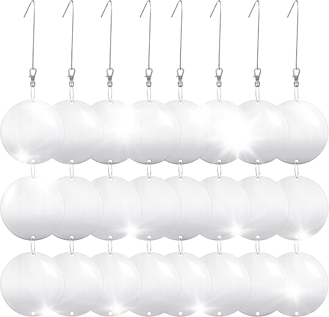 Hedoc Reflective Bird Scare Discs Set, 24PCS Large Double-Sided Bird Deterrents for Outside, Bird Reflectors to Keep Birds, Woodpeckers, Pigeons Away from House, Outdoor Garden, Patio and Yard