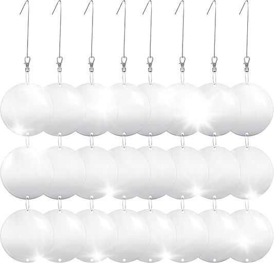 Hedoc Reflective Bird Scare Discs Set, 24PCS Large Double-Sided Bird Deterrents for Outside, Bird Reflectors to Keep Birds, Woodpeckers, Pigeons Away from House, Outdoor Garden, Patio and Yard