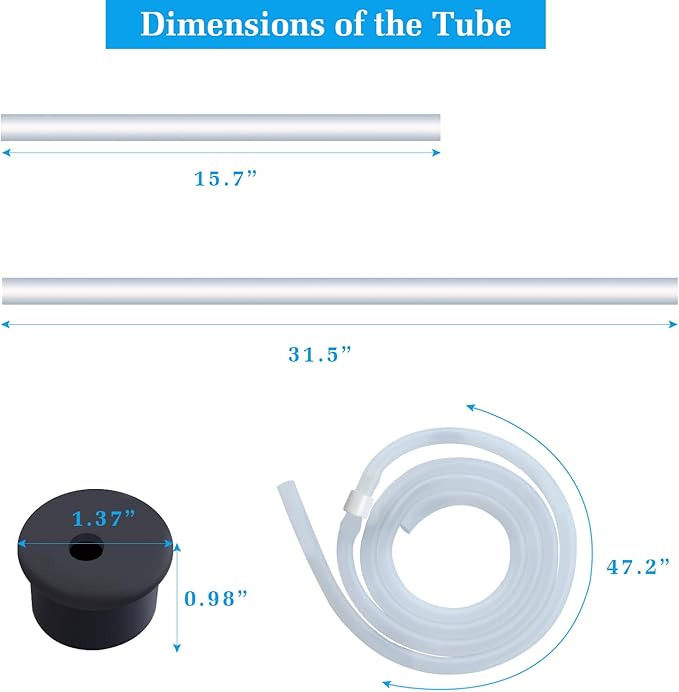 Soap Dispenser Extension Tube kit 47” with Upgraded Check Valve, Silicone Tube, Not Easy to Bend, Fit Most Soap Containers, No Need to Fill The Little Bottle Again White