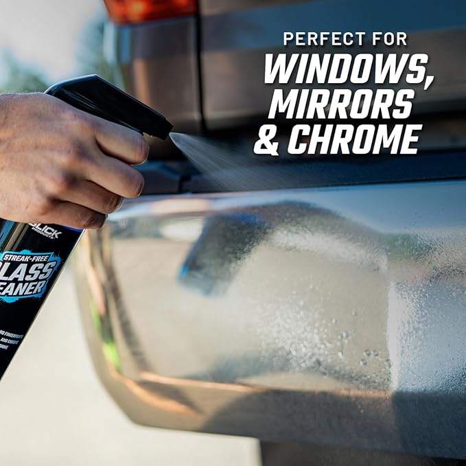 Slick Products Streak-Free Glass Cleaner – Ammonia-Free Window, Mirror, Chrome & Tint Cleaner – Removes Dirt, Smudges & Fingerprints – Ready-to-Use – 128 oz.