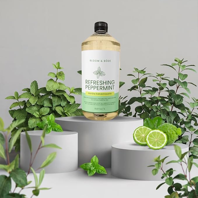 Luxury Liquid Hand Soap - Natural Scented Hand Wash - Gentle Hand Soap with Essential Oils & Aloe Vera - Moisturizing Handwash for Bathroom and Kitchen - Refreshing Peppermint Scent, 33.8 fl oz