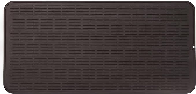 Silicone Dish Drying Mat for Multiple Usage,Easy clean,Eco-friendly,Heat-resistant Silicone Mat for Kitchen Counter or Sink,Refrigerator or Drawer Liner Coffee 5XL 36inches x 18inches