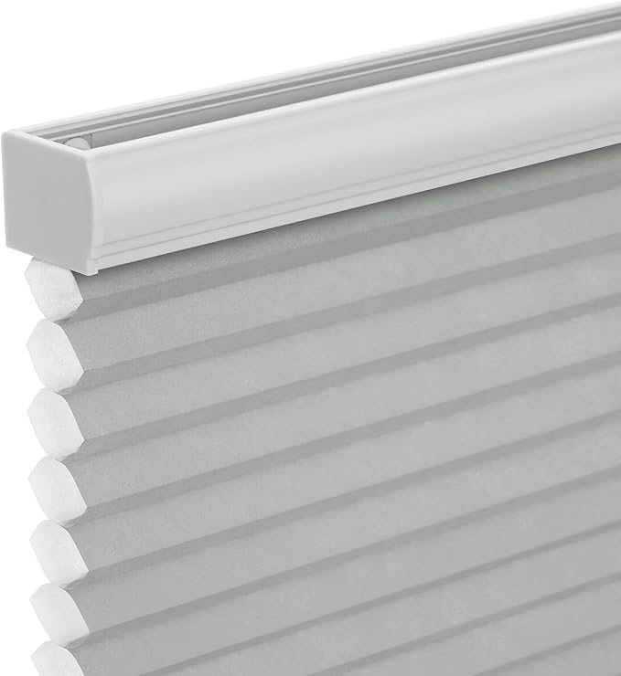 Changshade Custom Cordless Cellular Shades, Light Filtering Honeycomb Shades for Windows, Pull Down Pleated Blinds, Easy to Install for Indoor Windows and French Doors, Grey