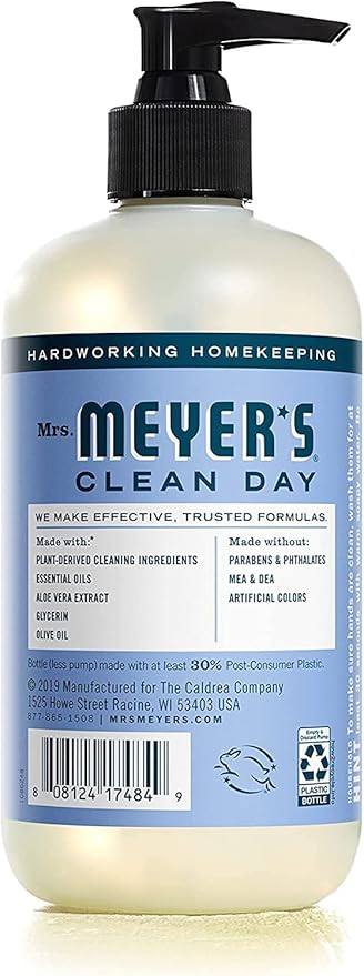 Mrs. MEYER'S Kitchen Set, Dish Soap, Hand Soap, and Multi-Surface Cleaner, 3 CT (Bluebell)