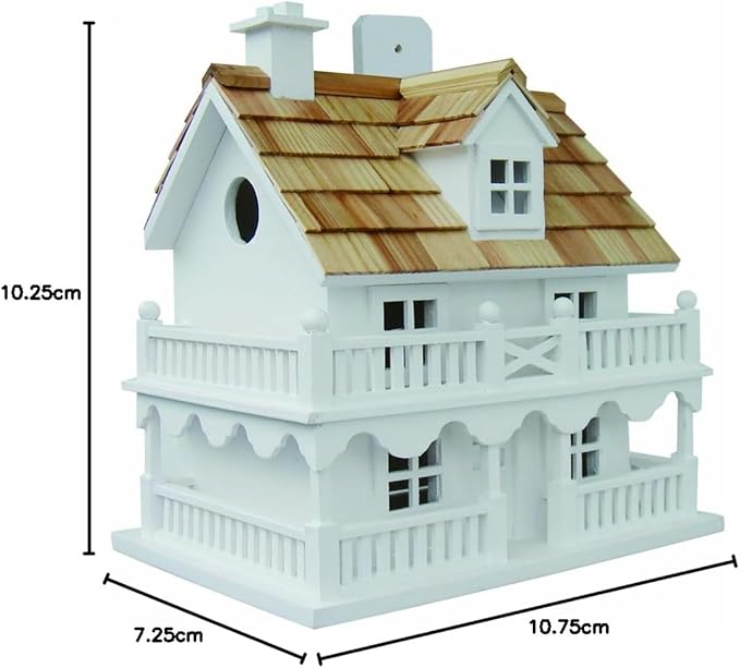 Home Bazaar Hand-made Novelty Cottage Bird House - Bird Friendly Home Decor , White