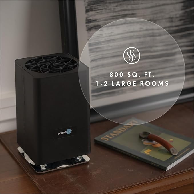 ScentAir Whisper Home | Black Diffuser Machine, Scents up to 800 Sq. Ft Room, Compatible with Alexa & Google, WiFi & Bluetooth Enabled - ScentAir Cartridge White Tea & Fig