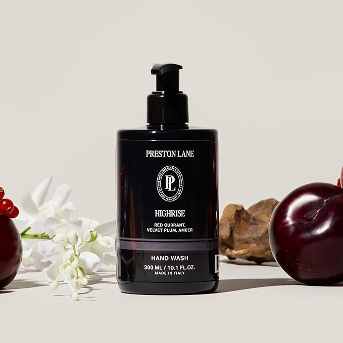 Preston Lane Luxury Hand Wash, Highrise Scent | Hydrating and Nourishing Formula with Organic Oils, Active Kiwi and Apple Water, and Vegetable Glycerin | Gentle Cleansing, Vegan and Cruelty Free