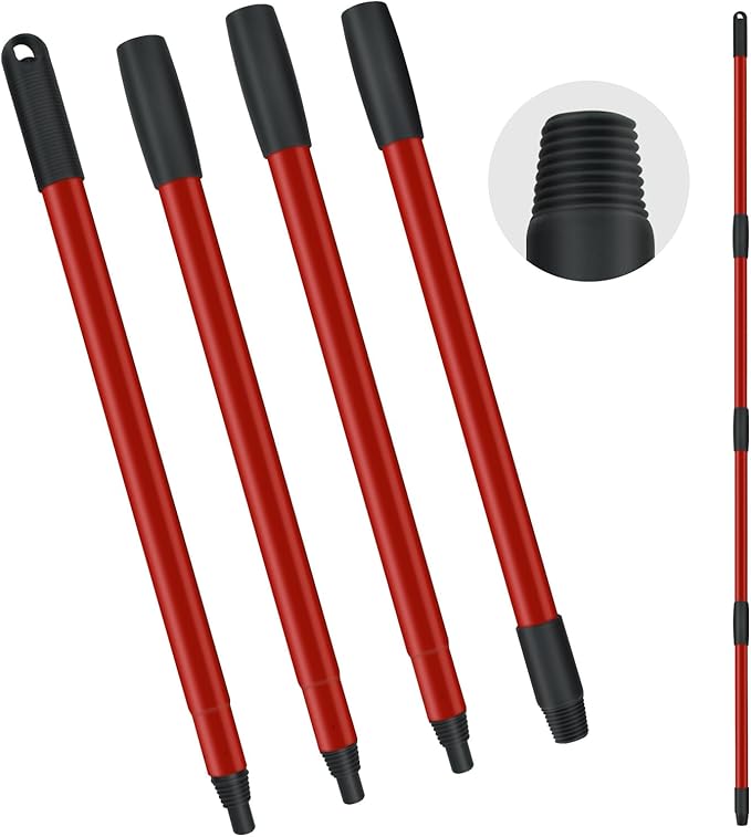 Spin Mop Handle Replacements for Oceda 4-Section Mop Replace Handle Compatible with O-Ceda Spin Mop Refills and Brooms, O ceda Mop Stick for Floor Clean, 30" to 58", Universal Fit Oceda Mop Head