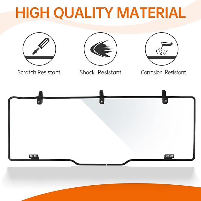 Rear Windshield Compatible With Polaris Ranger XP 1000 / Crew 1000 / 900 2017-2025 Scratch Resistant Full Size Hard Rear Window