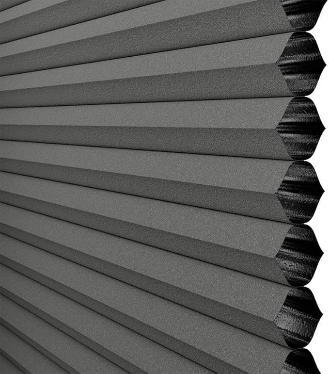 SelectBlinds Cordless Blackout Cellular Shades – No-Drill or Drill Mount – Maximum Darkness & Energy Efficiency – Any Size 13-84” W x 12-84” H, 4 Color Choices, Inside or Outside Mount (Asphalt)