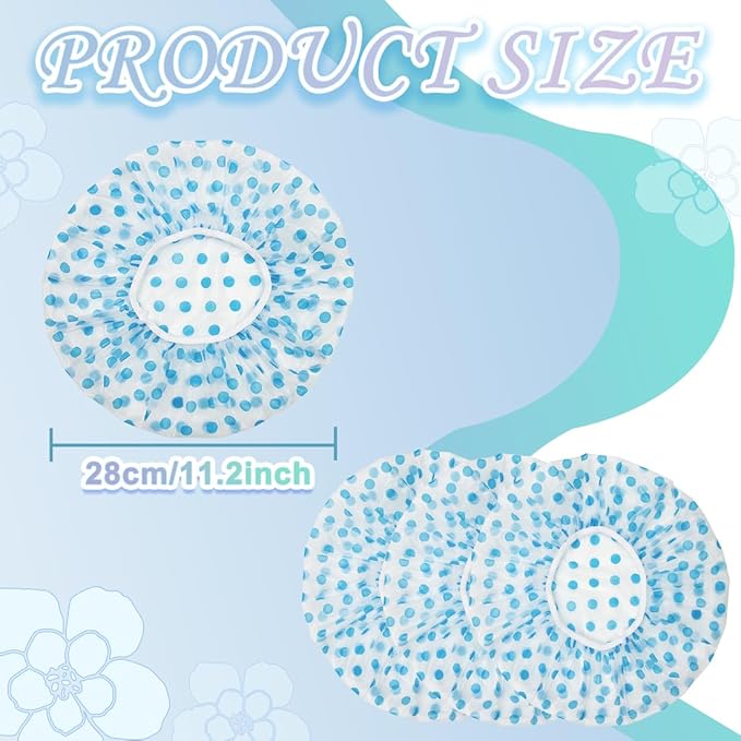 18Pcs Plastic Shower Caps for Women Waterproof Bath Caps Bathing Hair Cap Reusable Shower Caps for Shower,Spa,Salon,Housework,Girls,Home,Travel (Blue)