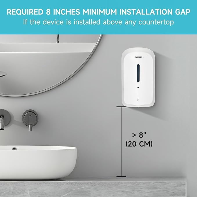 AIKE 33.8oz Automatic Wall Mount Liquid Soap Dispenser with Commercial ABS Construction, Model AK1226S(White)