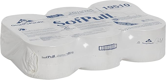 Georgia-Pacific SofPull 19510 Centerpull 2-Ply High Capacity Toilet Paper, 1000 Sheets Per Roll, 6 Rolls Per Case, White