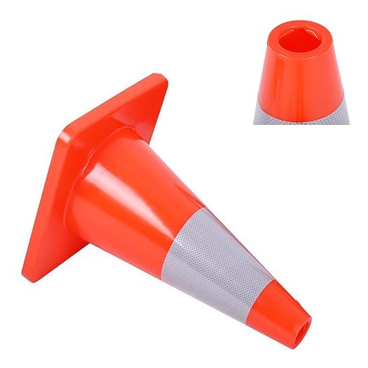 Reliancer 24PCS 18" Traffic Cones PVC Safety Road Parking Cones Weighted Hazard Cones Construction Cones for Traffic Fluorescent Orange w/4" Reflective Strips Collar