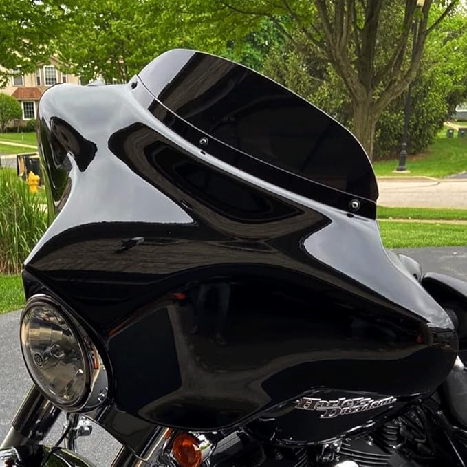 TSUNG 4.5" Black Round Windshield Batwing Windscreen Fit for 1996-2013 Touring-Style & Bagger-Style Motorcycles (Fit 96-13 Black, 4.5inch)