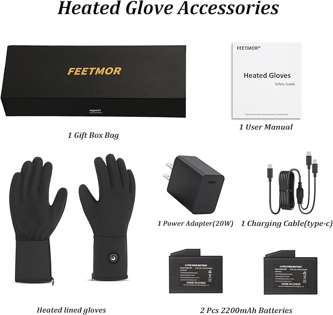 Heated Glove Liners for Men Women - Rechargeable Battery-Powered Electric Heating, Thin Flexible Touchscreen Gloves
