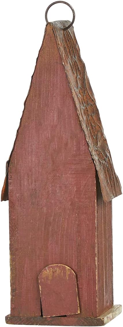 Glitzhome 13.25" H Wood Hand Painted Distressed Garden Birdhouse Hanging Bird House for Outdoors