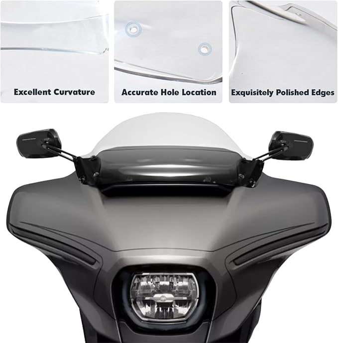 10" Windscreen Windshield Compatible with Harley Davidson Tuoring CVO Street Glide FLHXSE 2023 2024 FLHX/I 2024 for 2023 2024 Street Glide Accessories,Clear